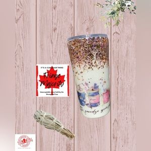 Go smudge yourself, rose gold glitter epoxy travel mug, 17oz stainless steel
